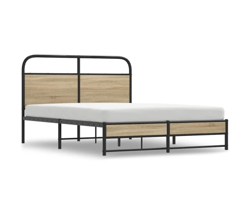 Estructura de cama sin colchón 140x190 cm madera roble ahumado