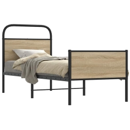 Estructura de cama sin colchón 75x190 cm madera roble Sonoma