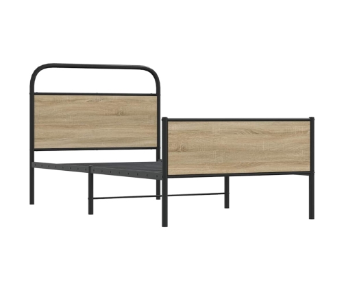 Estructura de cama sin colchón 107x203 cm madera roble Sonoma