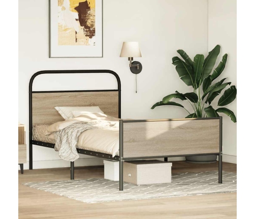 Estructura de cama sin colchón 107x203 cm madera roble Sonoma