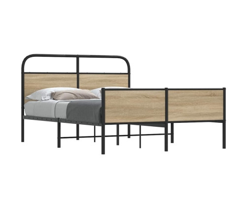 Estructura de cama sin colchón 120x190 cm madera roble Sonoma