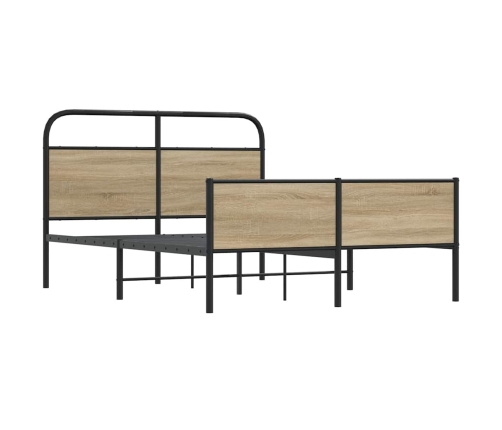 Estructura de cama sin colchón 135x190 cm madera roble Sonoma