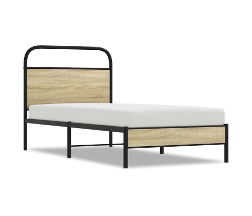 Estructura de cama sin colchón 75x190 cm madera roble Sonoma