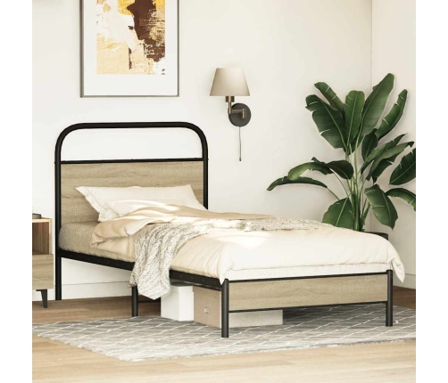 Estructura de cama sin colchón 75x190 cm madera roble Sonoma