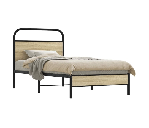 Estructura de cama sin colchón 75x190 cm madera roble Sonoma