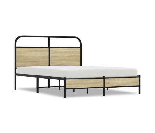 Estructura de cama sin colchón 135x190 cm madera roble Sonoma