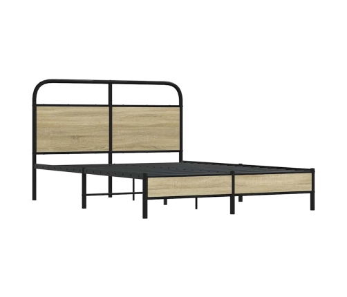 Estructura de cama sin colchón 135x190 cm madera roble Sonoma