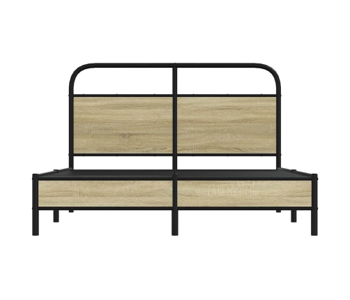 Estructura de cama sin colchón 135x190 cm madera roble Sonoma