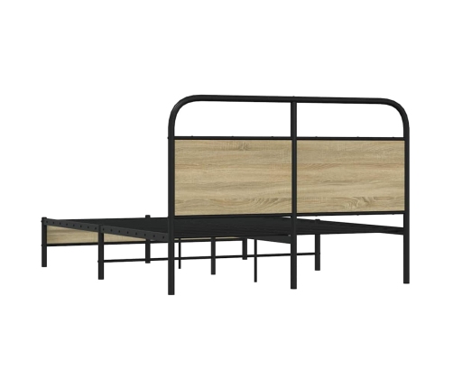 Estructura de cama sin colchón 135x190 cm madera roble Sonoma