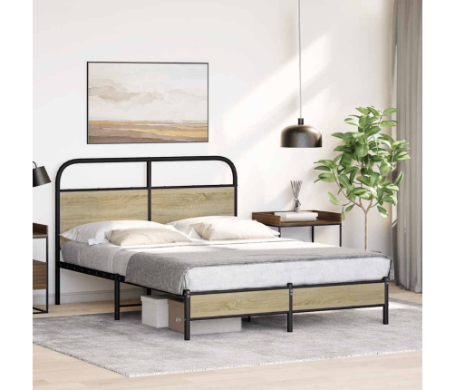 Estructura de cama sin colchón 140x200 cm madera roble Sonoma