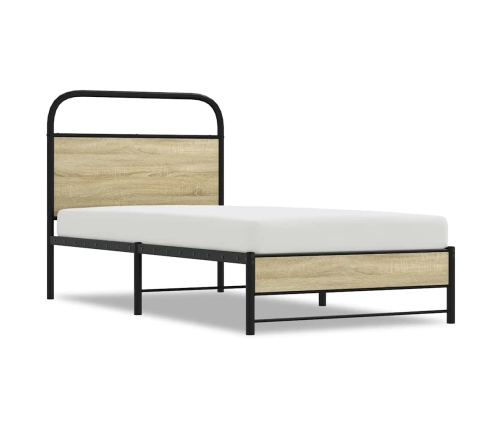 Estructura de cama sin colchón 75x190 cm madera roble Sonoma