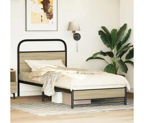 Estructura de cama sin colchón 75x190 cm madera roble Sonoma