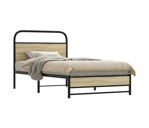 Estructura de cama sin colchón 107x203 cm madera roble Sonoma