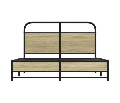 Estructura de cama sin colchón 135x190 cm madera roble Sonoma