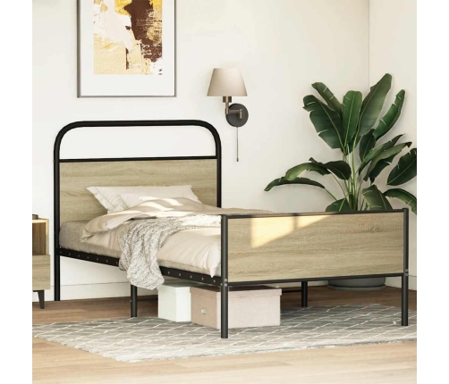 Estructura de cama sin colchón 90x190 cm madera roble Sonoma