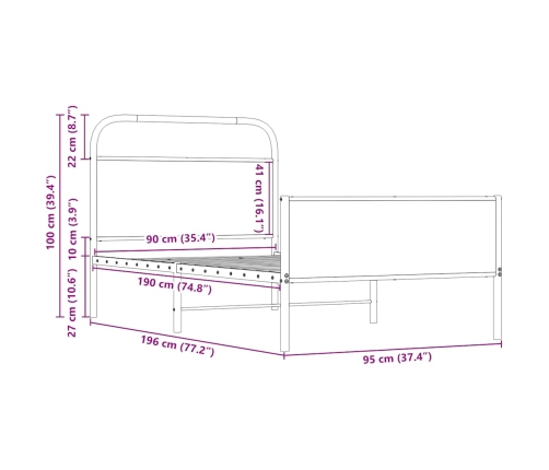 Estructura de cama sin colchón 90x190 cm madera roble Sonoma
