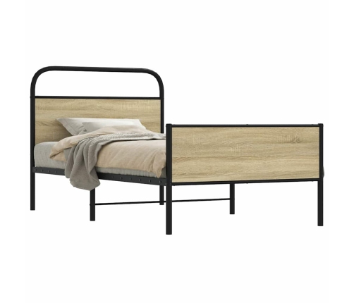 Estructura de cama sin colchón 90x190 cm madera roble Sonoma