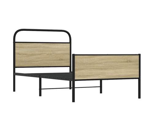 Estructura de cama sin colchón 107x203 cm madera roble Sonoma