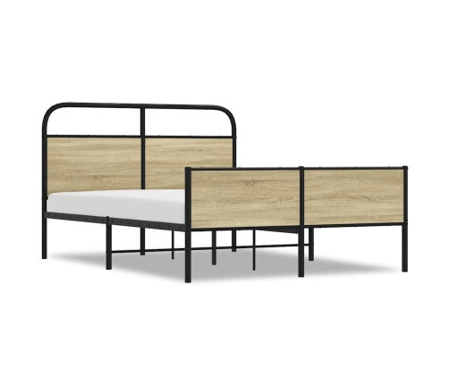 Estructura de cama sin colchón 135x190 cm madera roble Sonoma