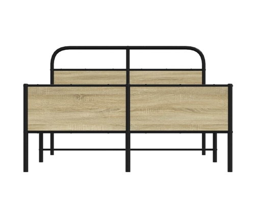 Estructura de cama sin colchón 135x190 cm madera roble Sonoma