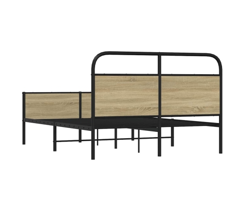 Estructura de cama sin colchón 135x190 cm madera roble Sonoma