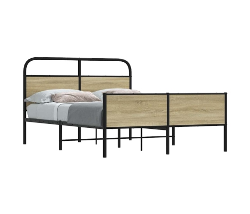 Estructura de cama sin colchón 135x190 cm madera roble Sonoma