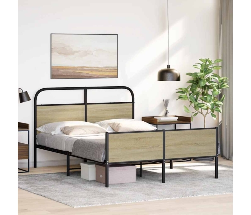 Estructura de cama sin colchón 140x200 cm madera roble Sonoma