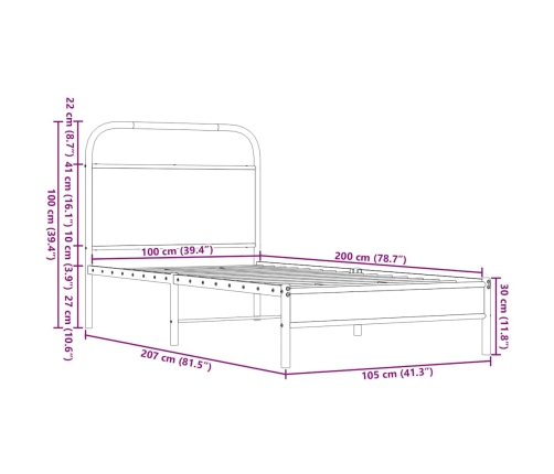Estructura de cama sin colchón 100x200 cm madera marrón roble