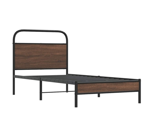 Estructura de cama sin colchón 107x203 cm madera marrón roble