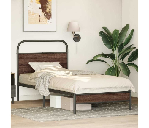 Estructura de cama sin colchón 107x203 cm madera marrón roble