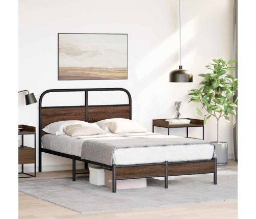 Estructura de cama sin colchón 140x190 cm madera marrón roble