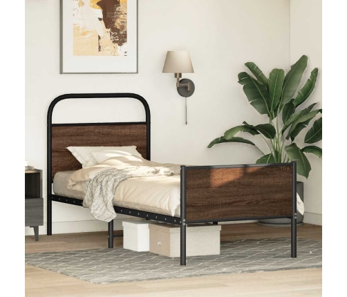 Estructura de cama sin colchón 75x190 cm madera marrón roble