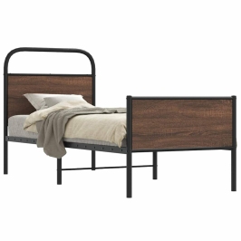 Estructura de cama sin colchón 75x190 cm madera marrón roble