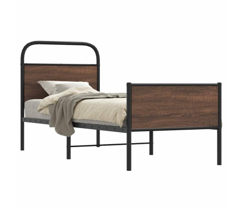 Estructura de cama sin colchón 75x190 cm madera marrón roble