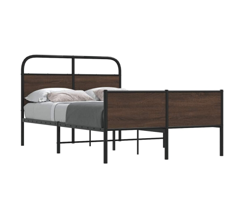 Estructura de cama sin colchón 135x190 cm madera marrón roble