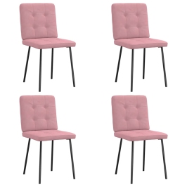 Sillas de comedor 4 unidades terciopelo rosa