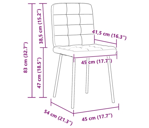 Sillas de comedor 4 unidades terciopelo crema