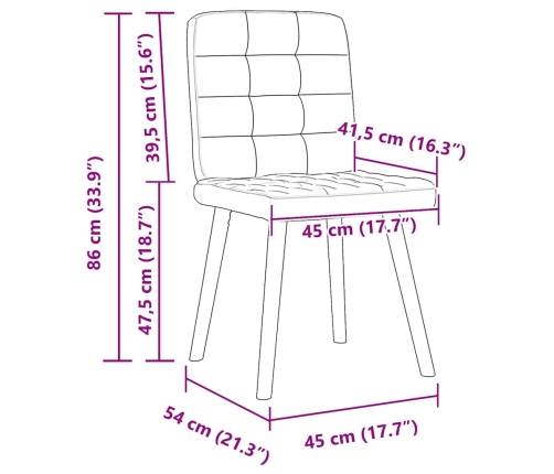 Sillas de comedor 4 uds tela azul jeans