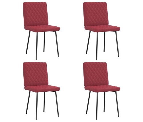 Sillas comedor 4 unidades cuero sintético rojo tinto