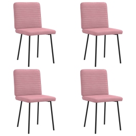 Sillas de comedor 4 unidades terciopelo rosa