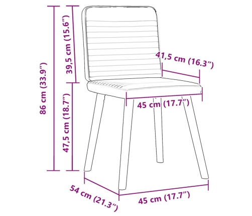 Sillas de comedor 4 uds tela azul jeans