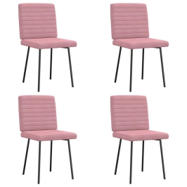 Sillas de comedor 4 unidades terciopelo rosa