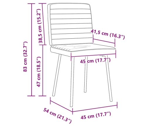 Sillas comedor 4 unidades cuero sintético rojo tinto