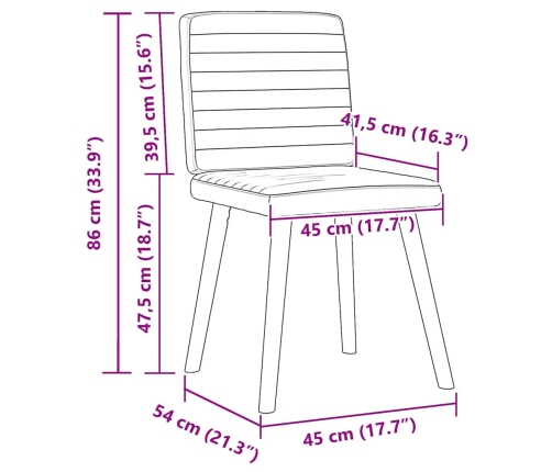 Sillas de comedor 4 uds tela azul jeans