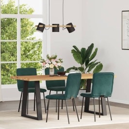 Sillas de comedor 4 unidades terciopelo verde oscuro