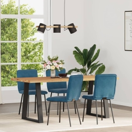 Sillas de comedor 4 unidades terciopelo azul