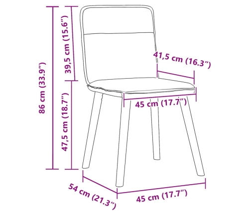 Sillas de comedor 4 uds tela azul jeans