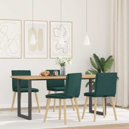 Sillas de comedor 4 unidades tela verde oscuro