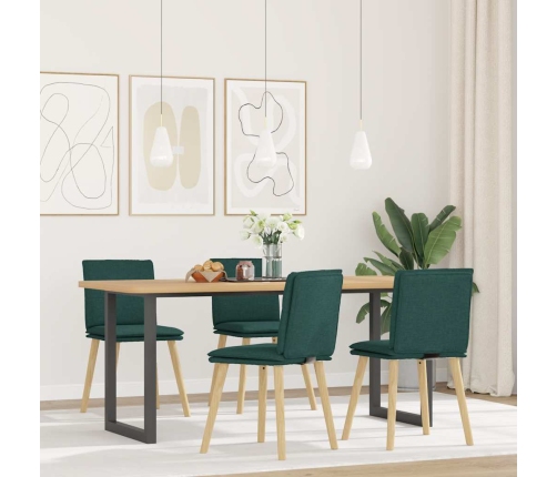 Sillas de comedor 4 unidades tela verde oscuro