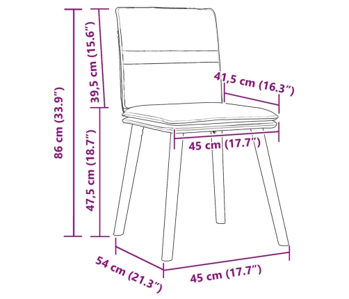 Sillas de comedor 4 uds tela azul jeans